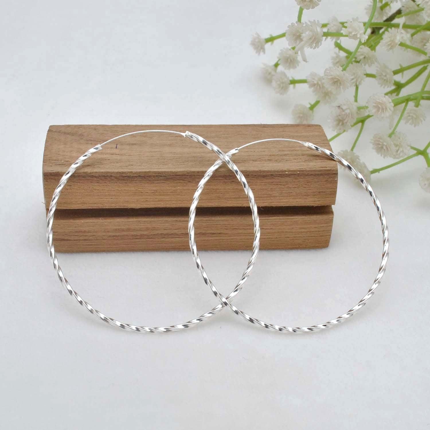Sterling Silver Twisted Hoop Earrings Size Available Kanish