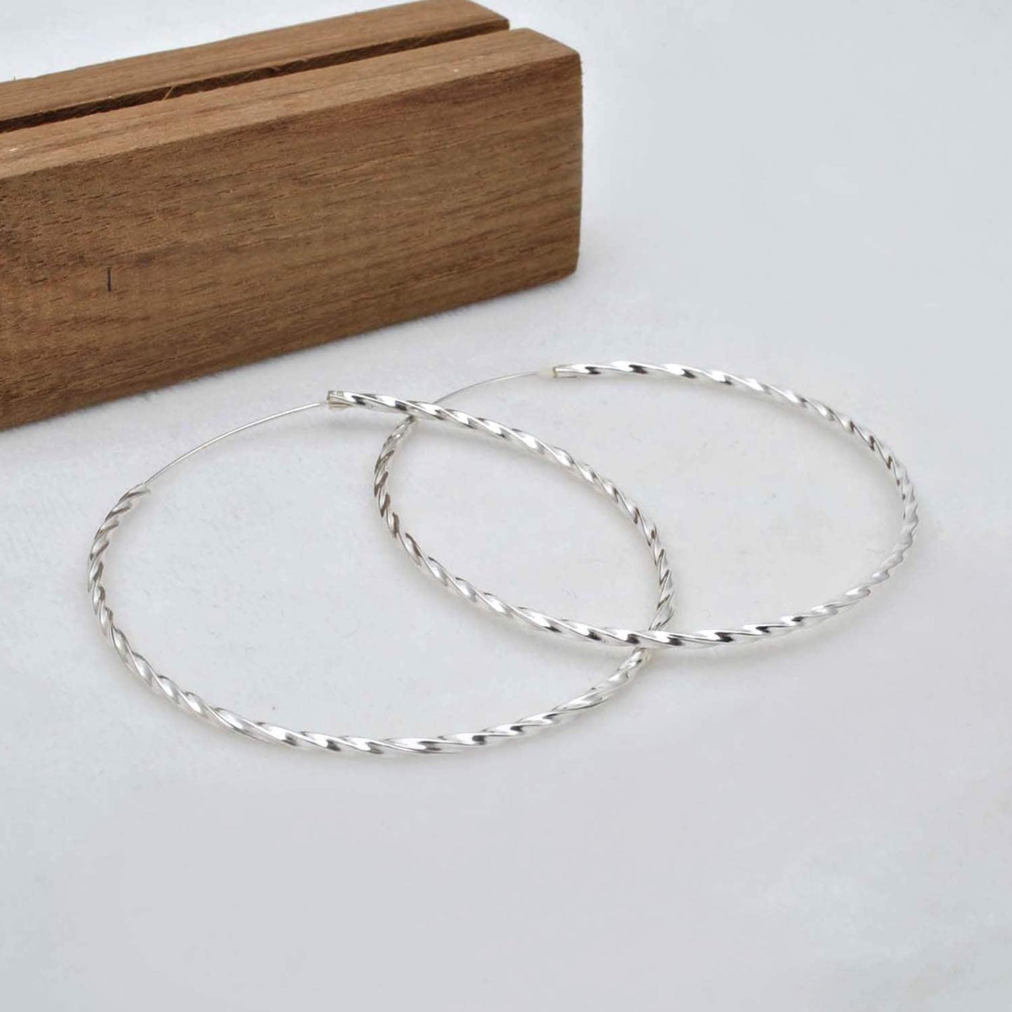 Sterling Silver Twisted Hoop Earrings Size Available Kanish