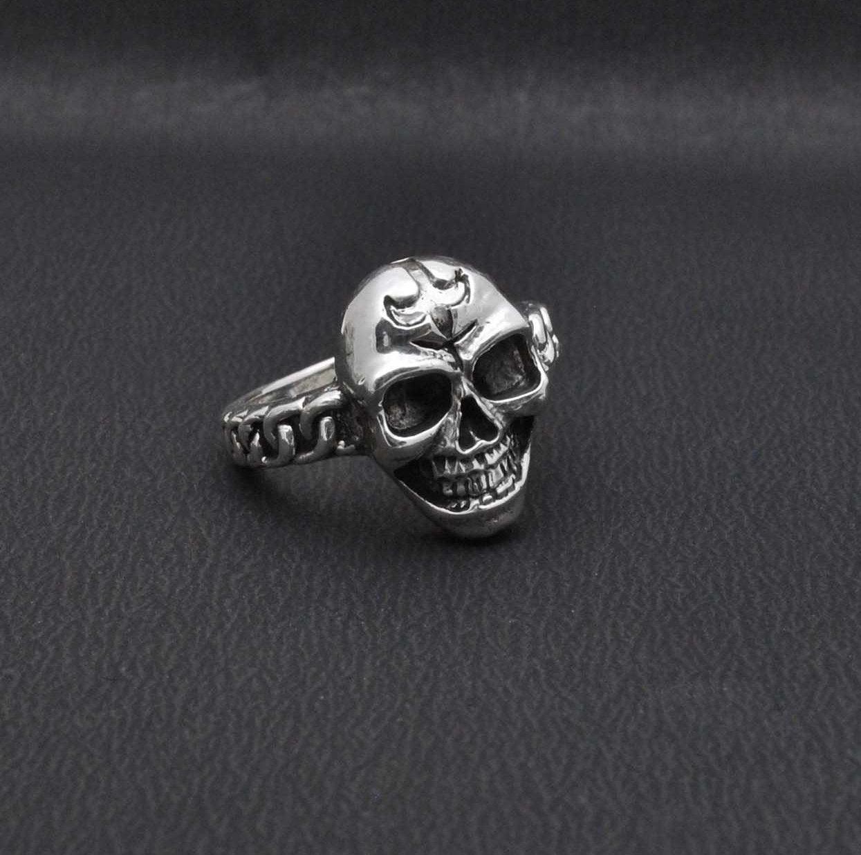 Silver Skull Ring Size 10 Halloween Jewelry - Kanish
