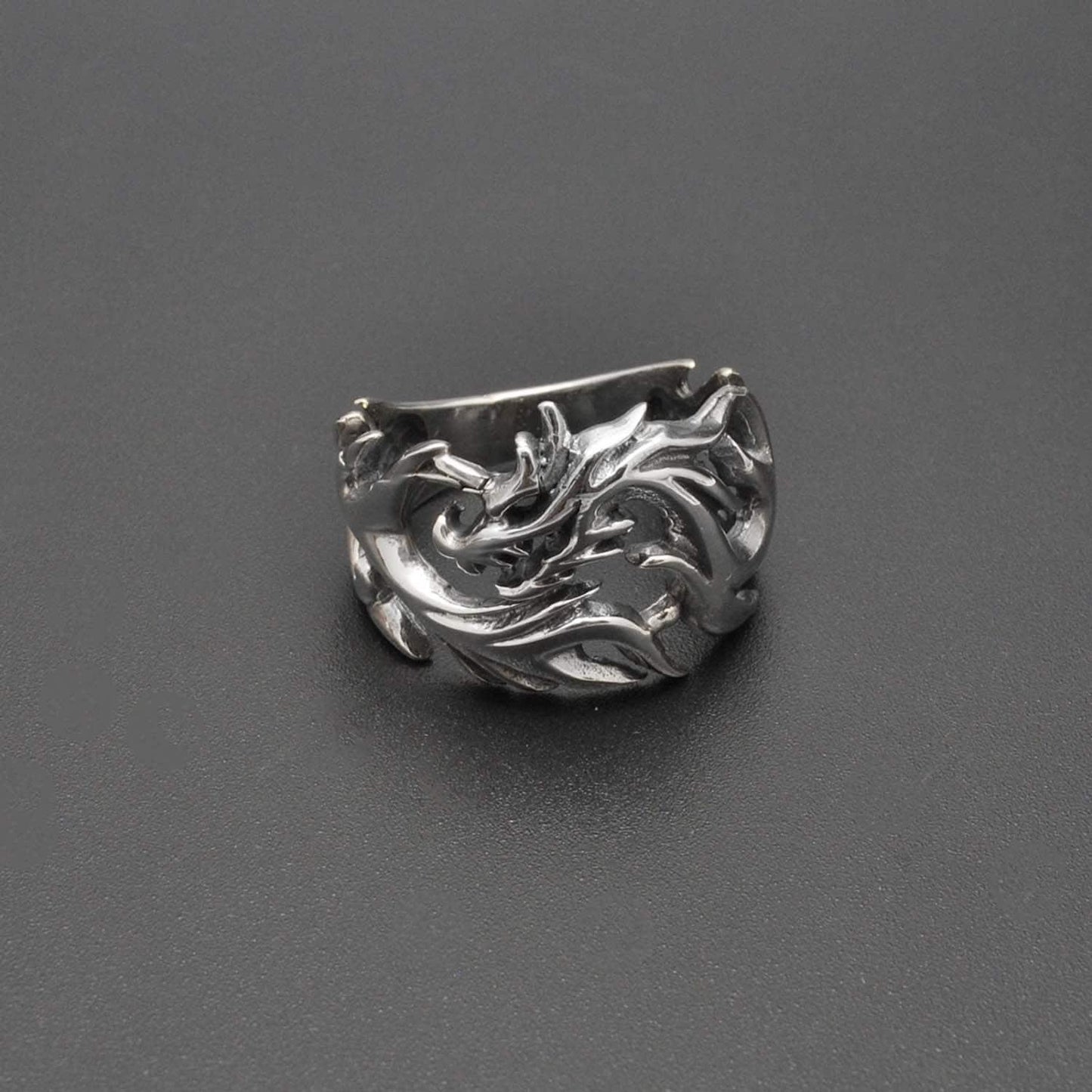 Silver Fierce Dragon Ring Size 9 Kanish