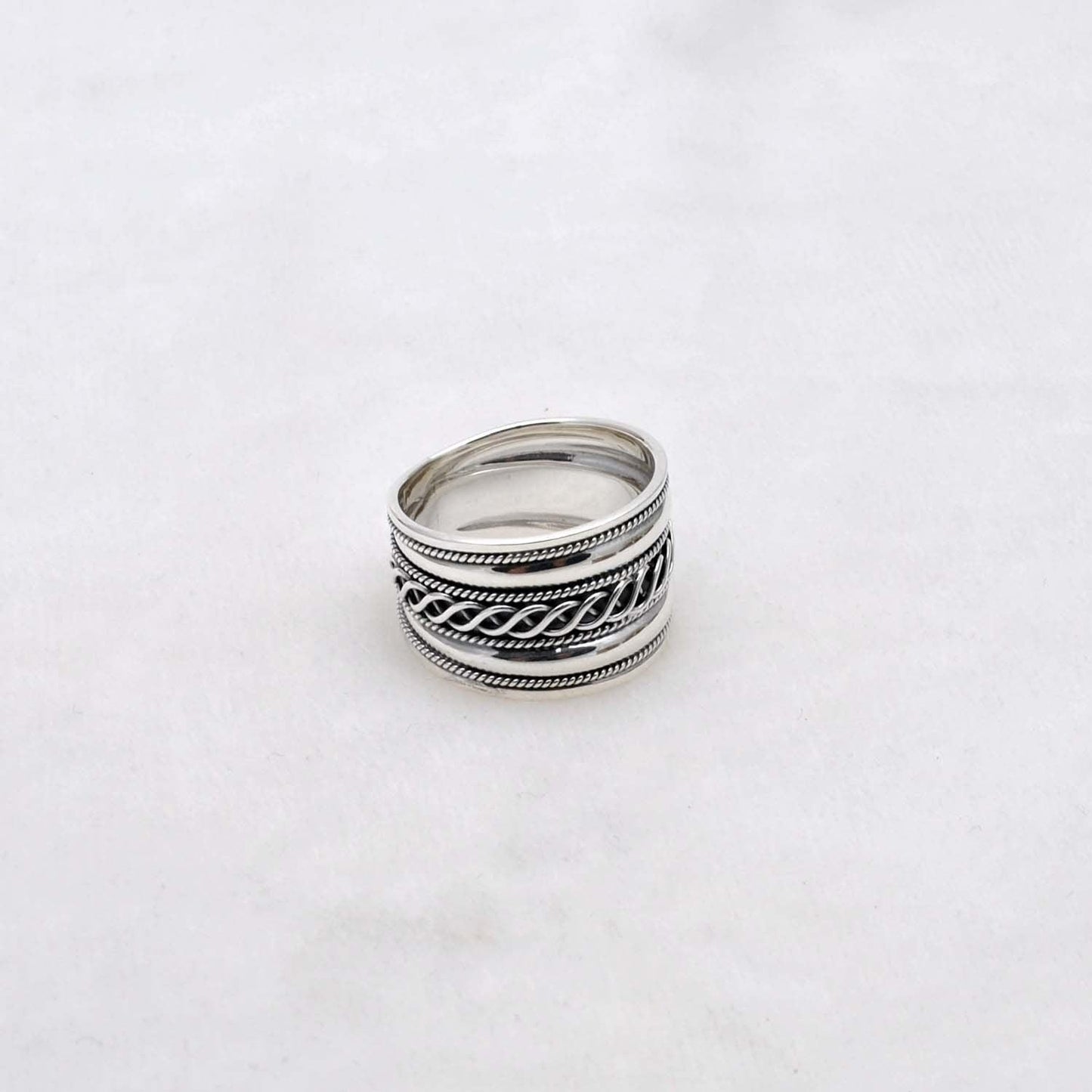 Thumb Silver Ring Size 10 Oxidized Anti-Stress Band - Kanish