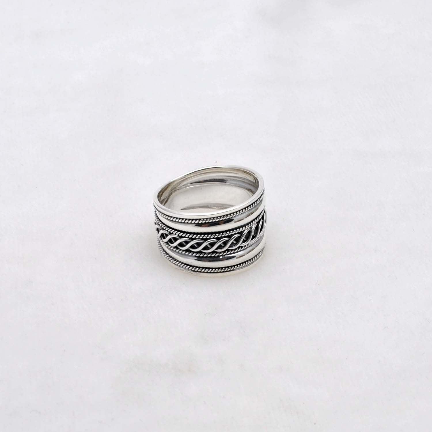 Thumb Silver Ring Size 10 Oxidized Anti-Stress Band - Kanish