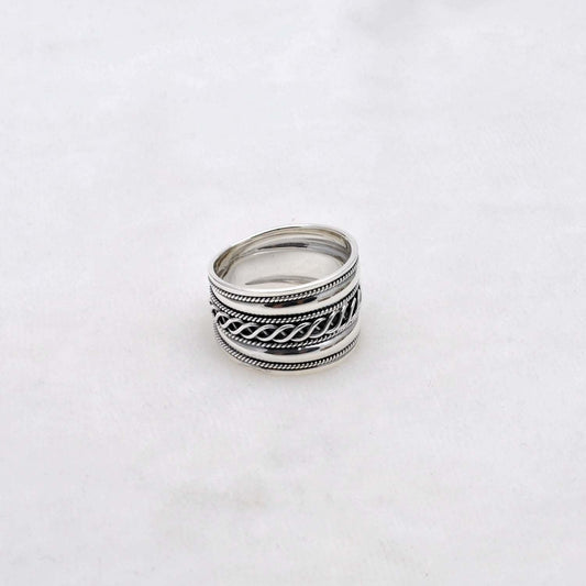 Thumb Silver Ring Size 10 Oxidized Anti-Stress Band - Kanish