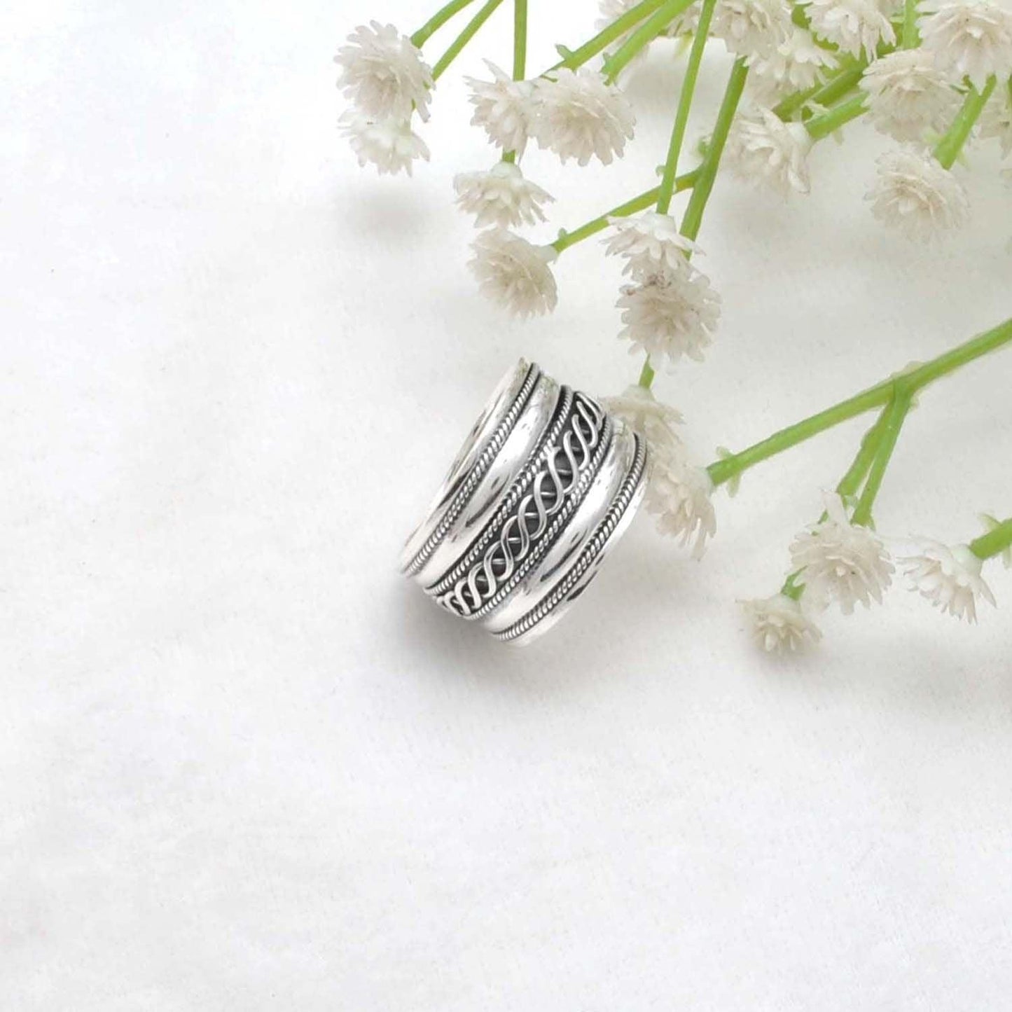 Thumb Silver Ring Size 10 Oxidized Anti-Stress Band Kanish