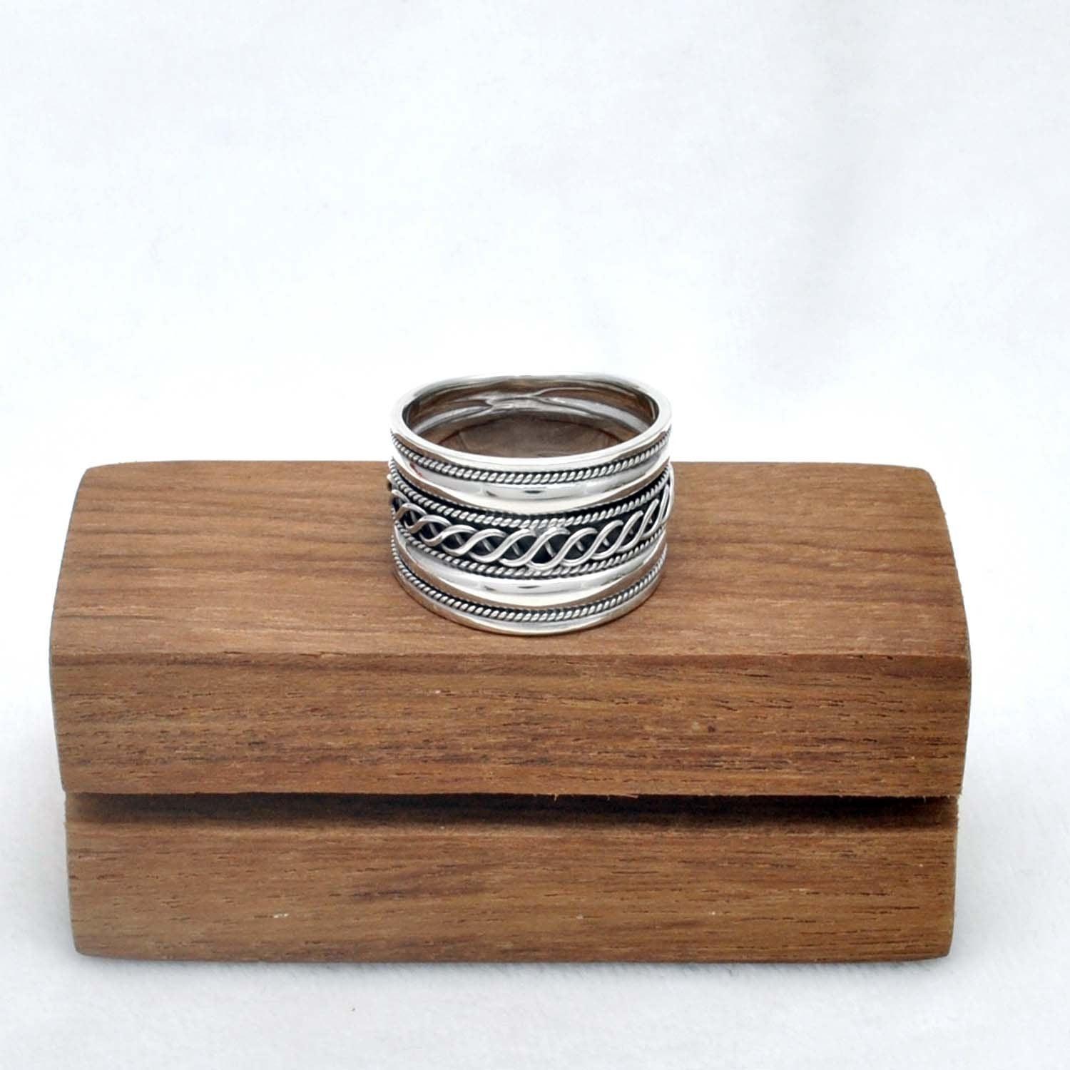 Thumb Silver Ring Size 10 Oxidized Anti-Stress Band Kanish