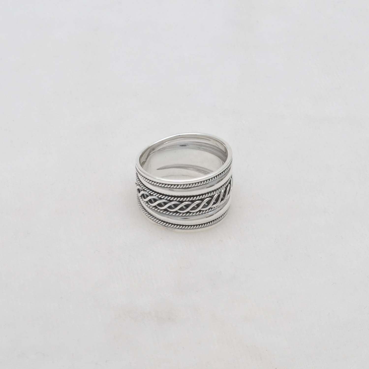 Thumb Silver Ring Size 10 Oxidized Anti-Stress Band Kanish