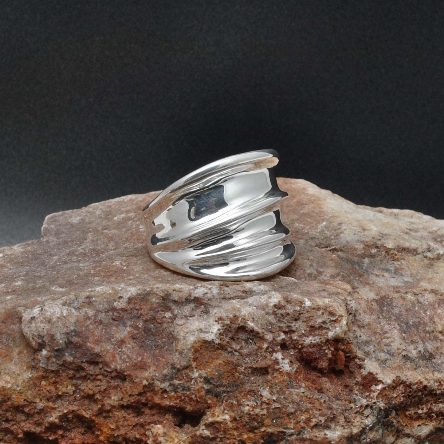 Wide Silver Chunky Wide Band Ring Size 11 Kanish