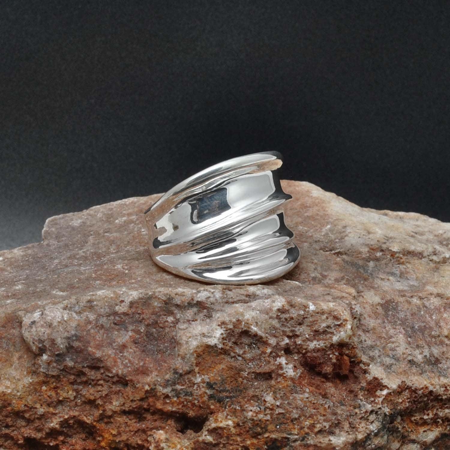 Wide Silver Chunky Wide Band Ring Size 11 Kanish