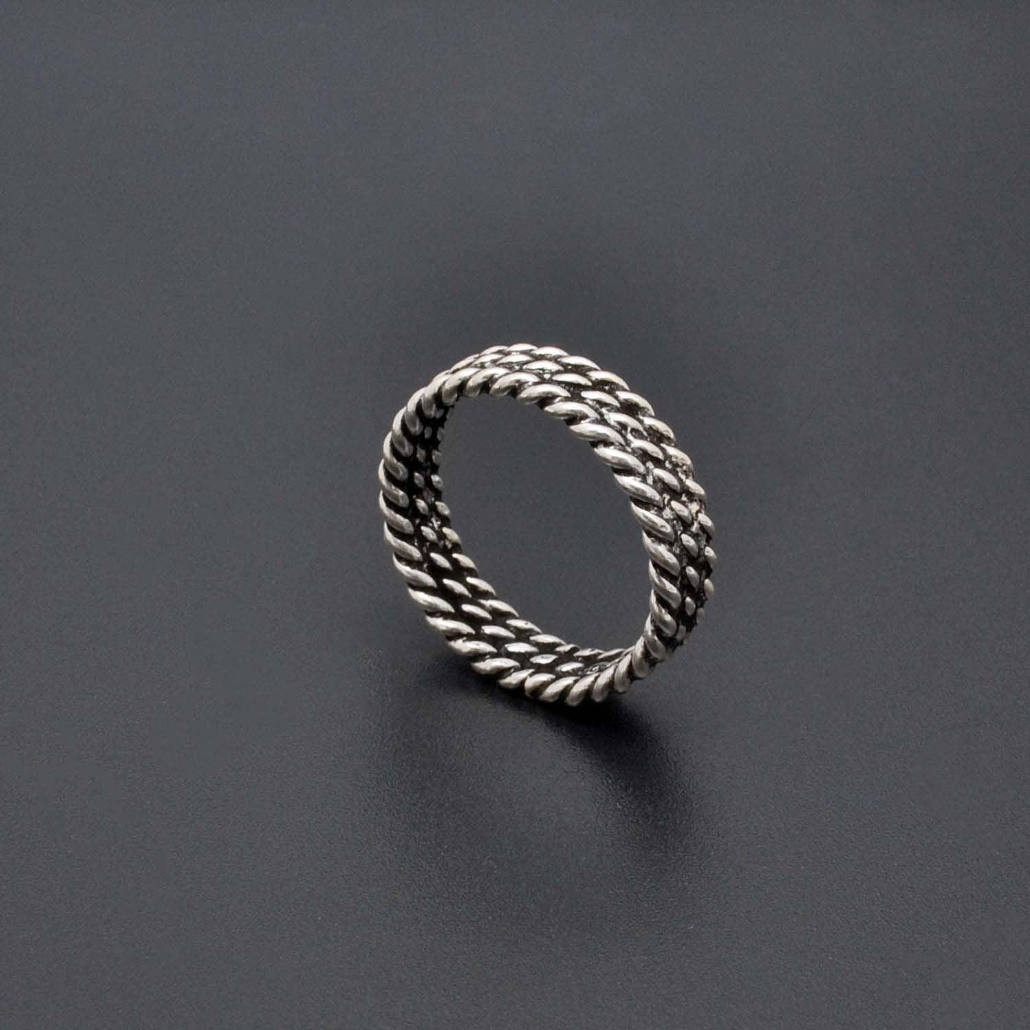 925 Sterling Silver Twisted Rope Ring Size 9 - Kanish