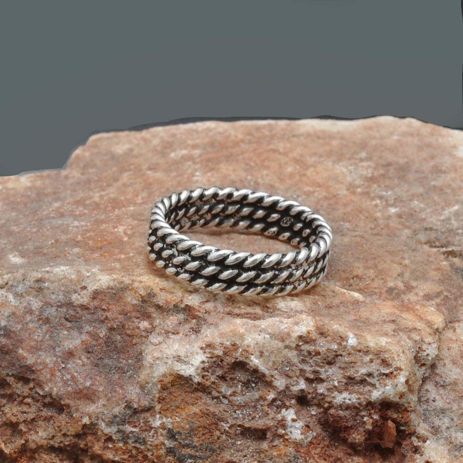 925 Sterling Silver Twisted Rope Ring Size 9 Kanish