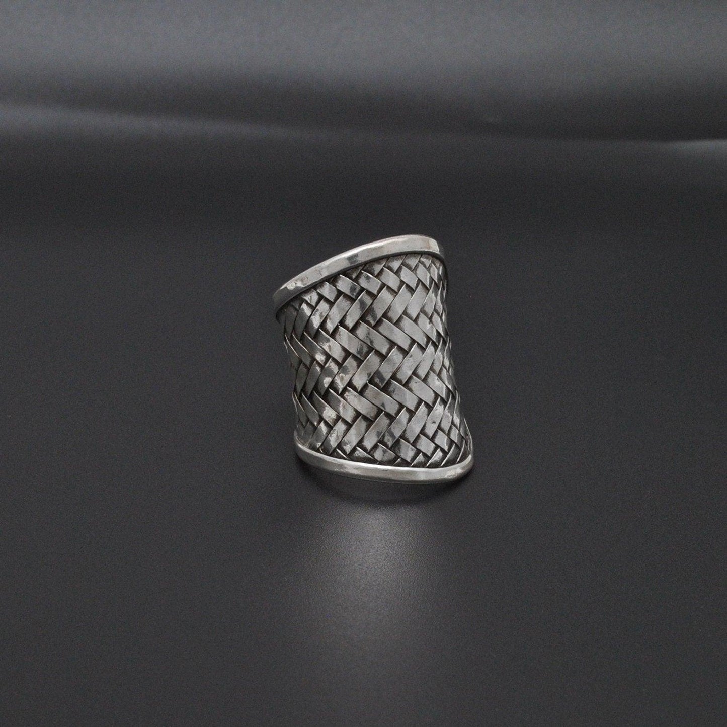 925 Silver Weave Chunky Wide Band Ring Size 9 - Kanish