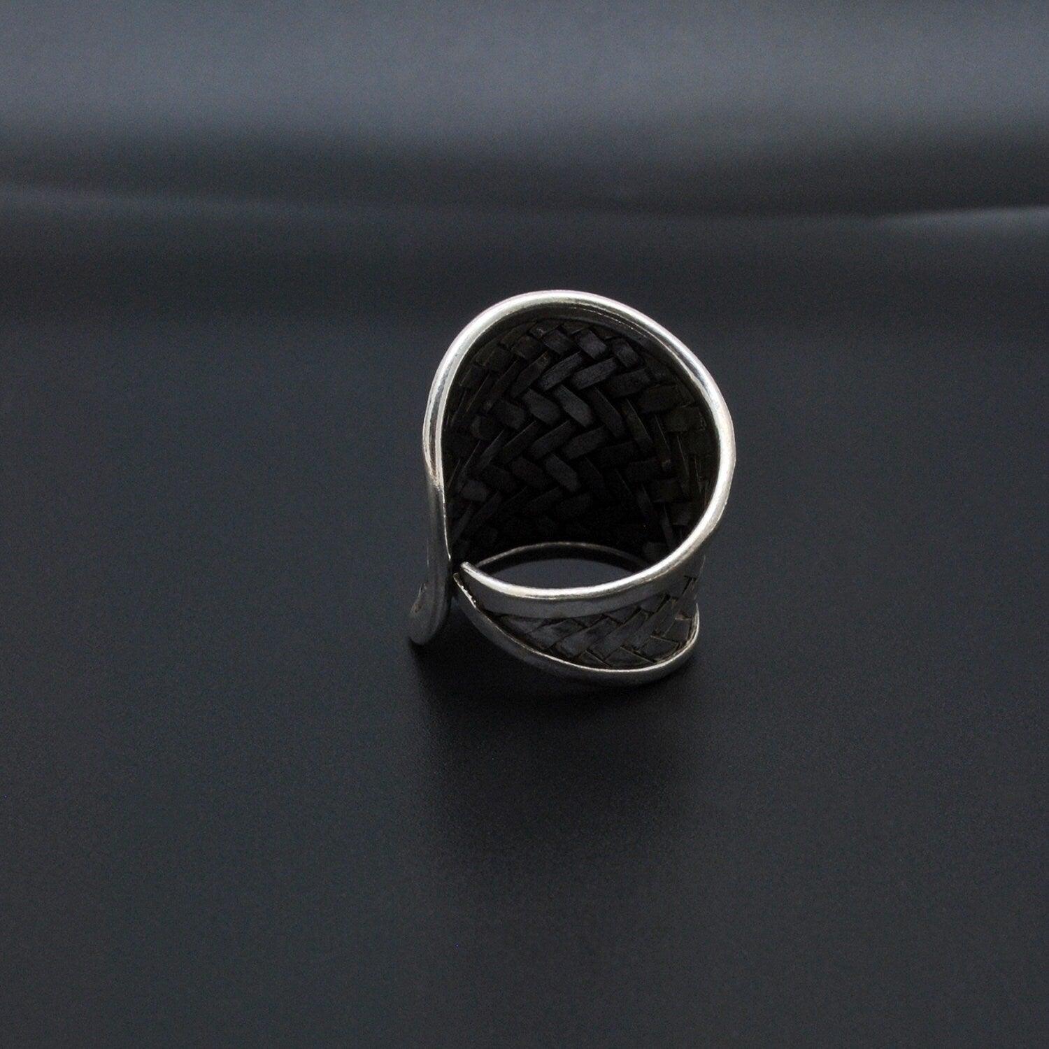 925 Silver Weave Chunky Wide Band Ring Size 9 Kanish