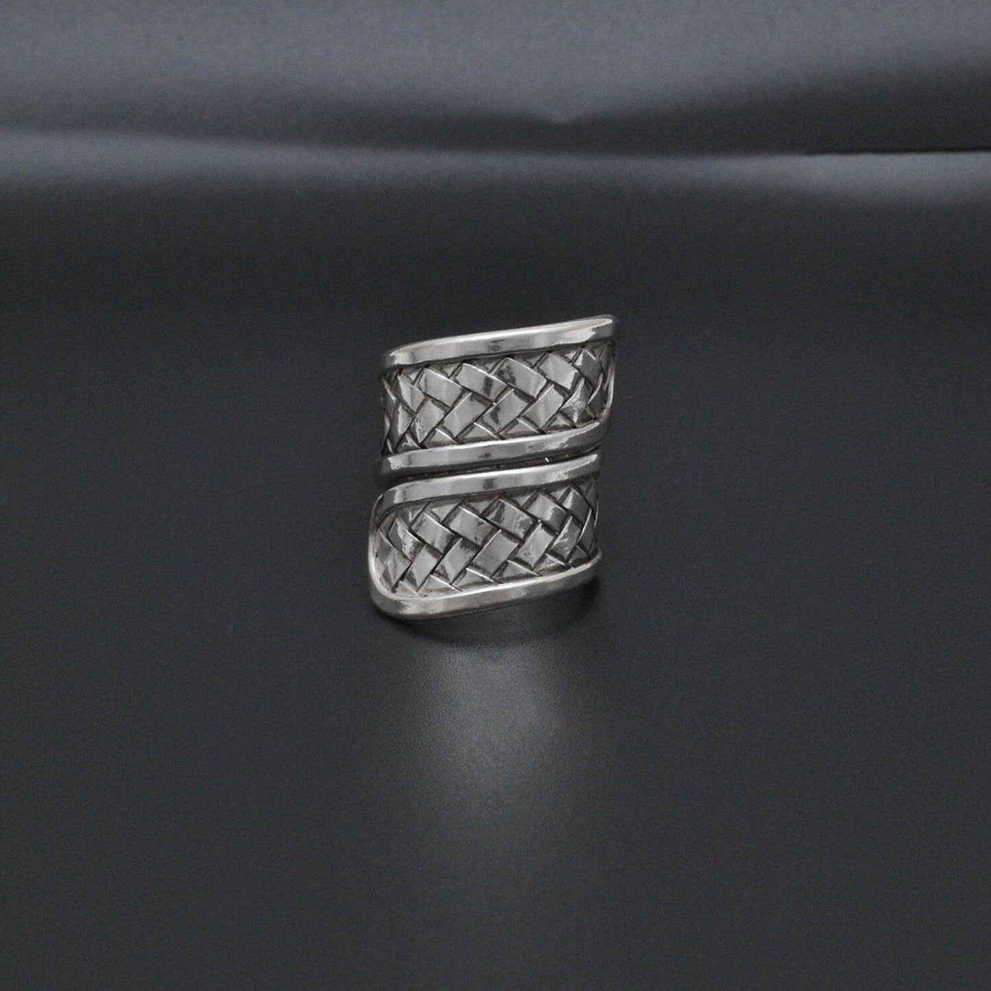 Tribal Braided 925 Silver Long Statement Ring Size 9 Kanish