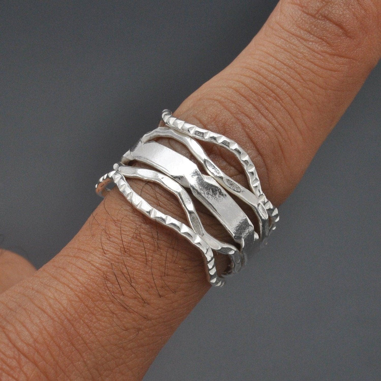 Sterling Silver Ring 10 Adjustable Boho Jewelry - Kanish