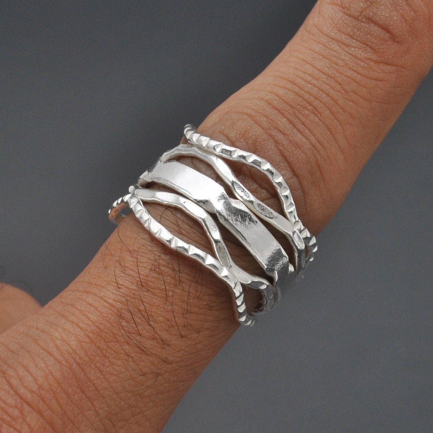 Sterling Silver Ring 10 Adjustable Boho Jewelry - Kanish
