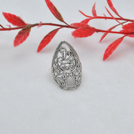 Sterling Silver Filigree Women Dainty Ring Size 8 - Kanish