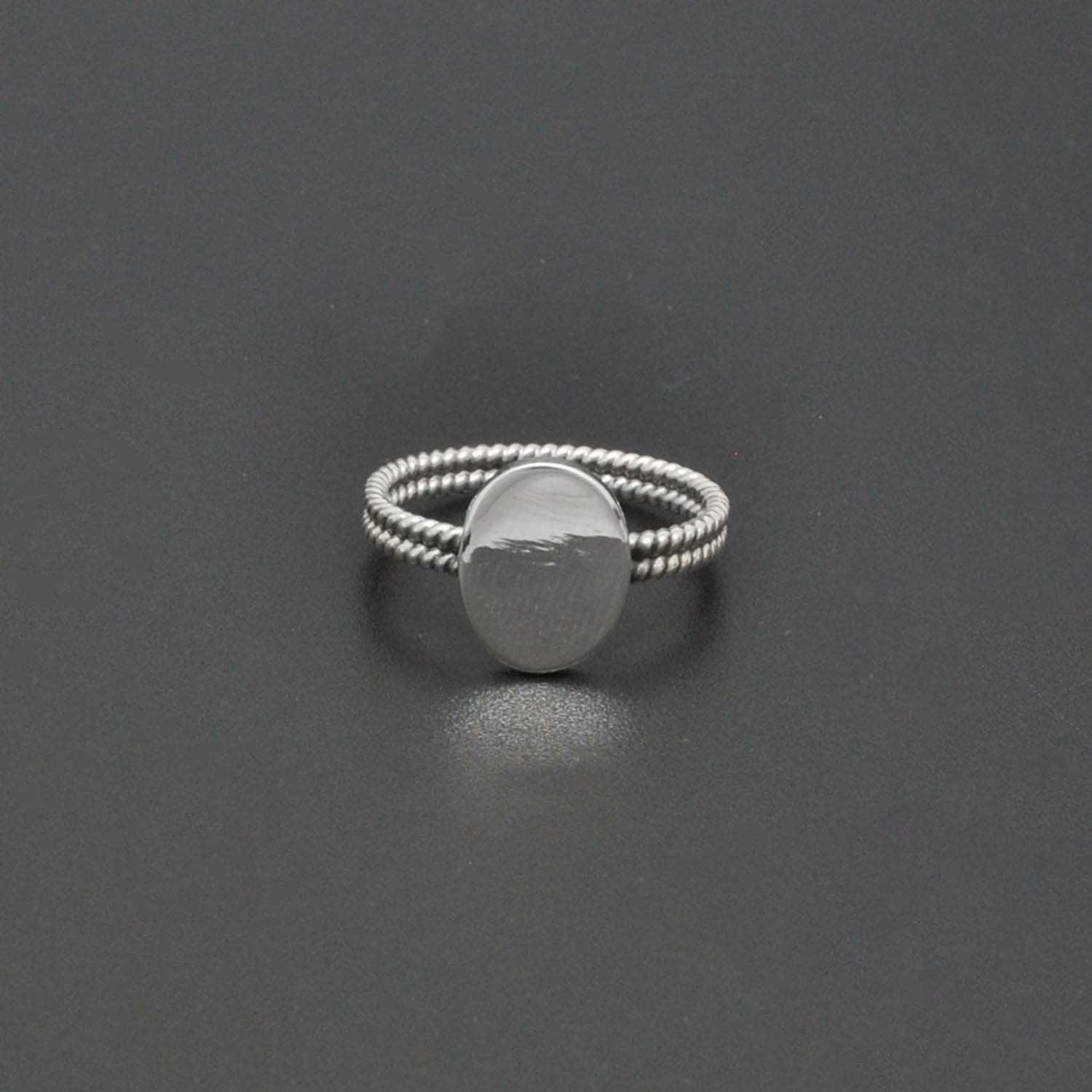 925 Silver Signet Twisted Band Ring Size 9 Kanish