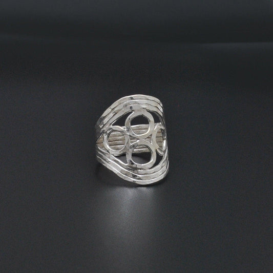 Handmade Sterling Silver Beaten Band Ring Size 8 - Kanish