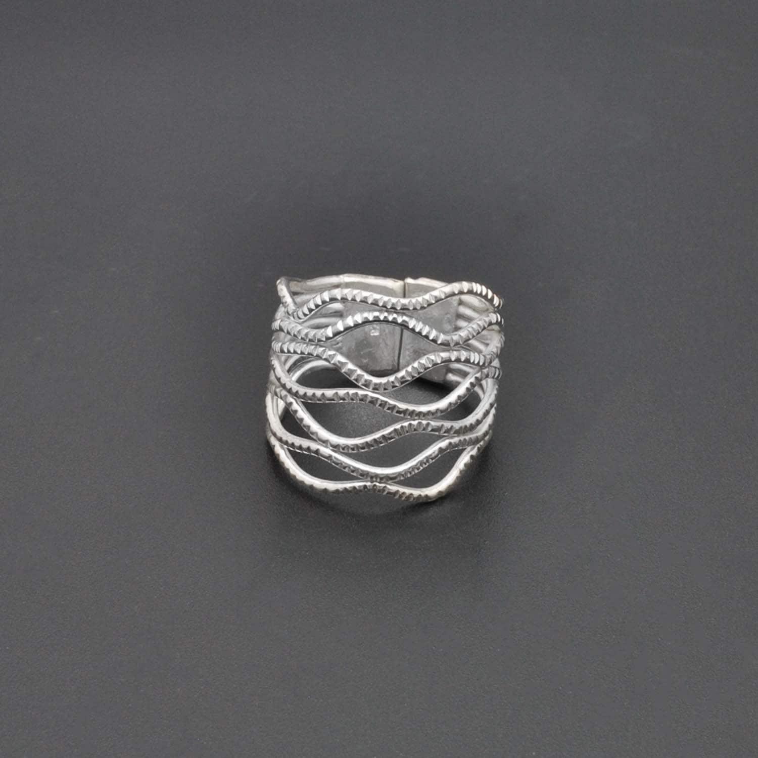 Designer Wiggle silver ring size 9 - Kanish