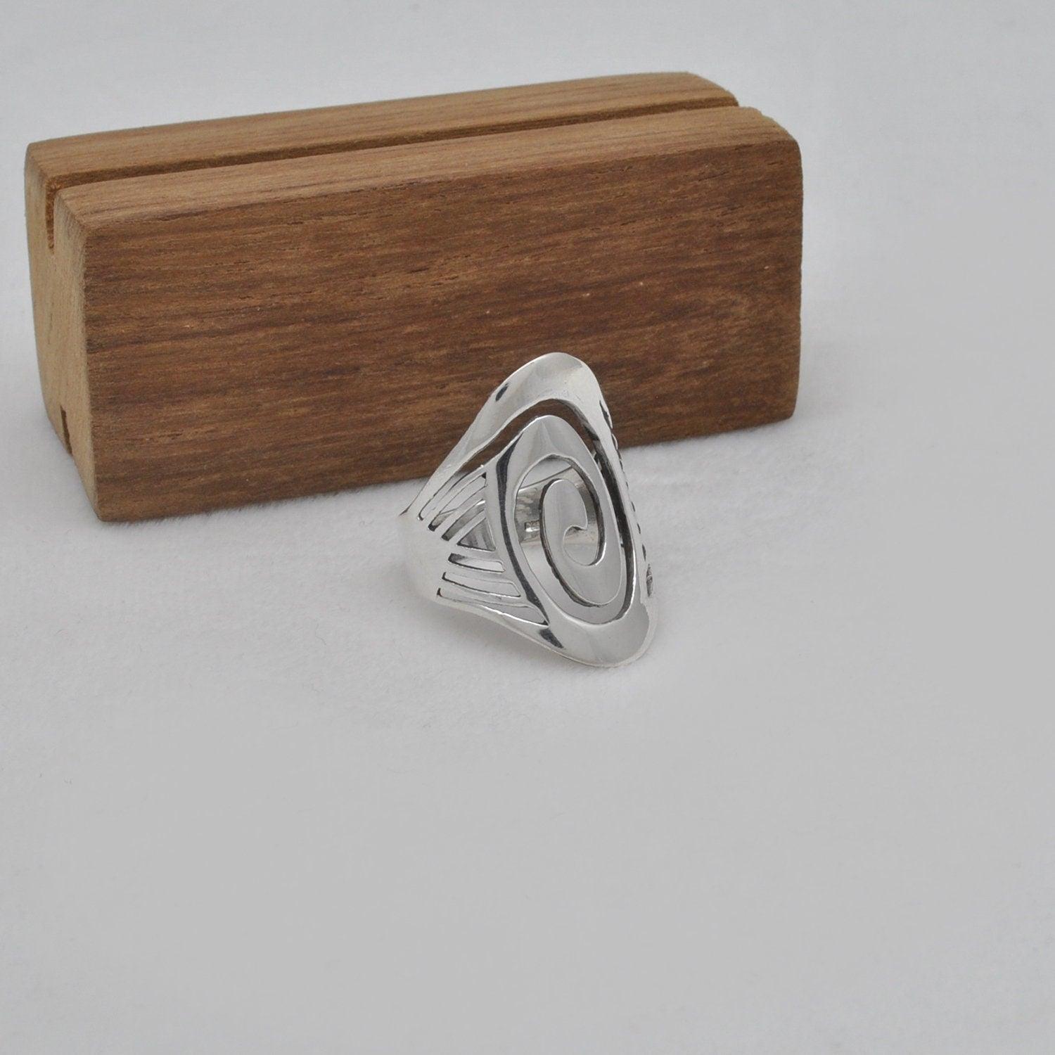 Men Women Silver Spiral Ring Size 10 Kanish