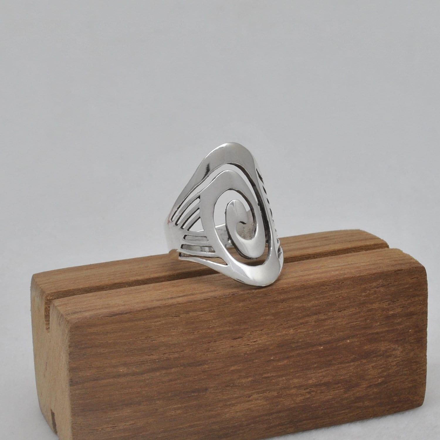 Men Women Silver Spiral Ring Size 10 Kanish