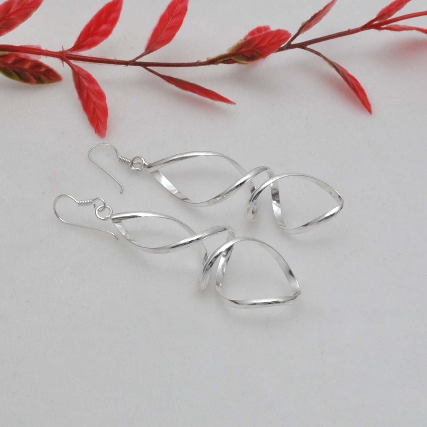Silver Spiral Drop Dangle Earring Kanish