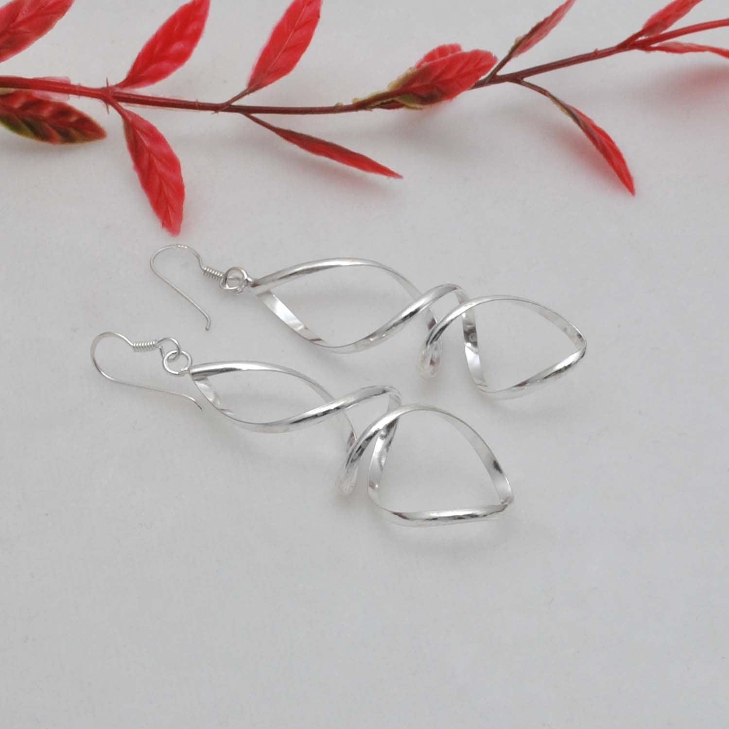 Silver Spiral Drop Dangle Earring Kanish
