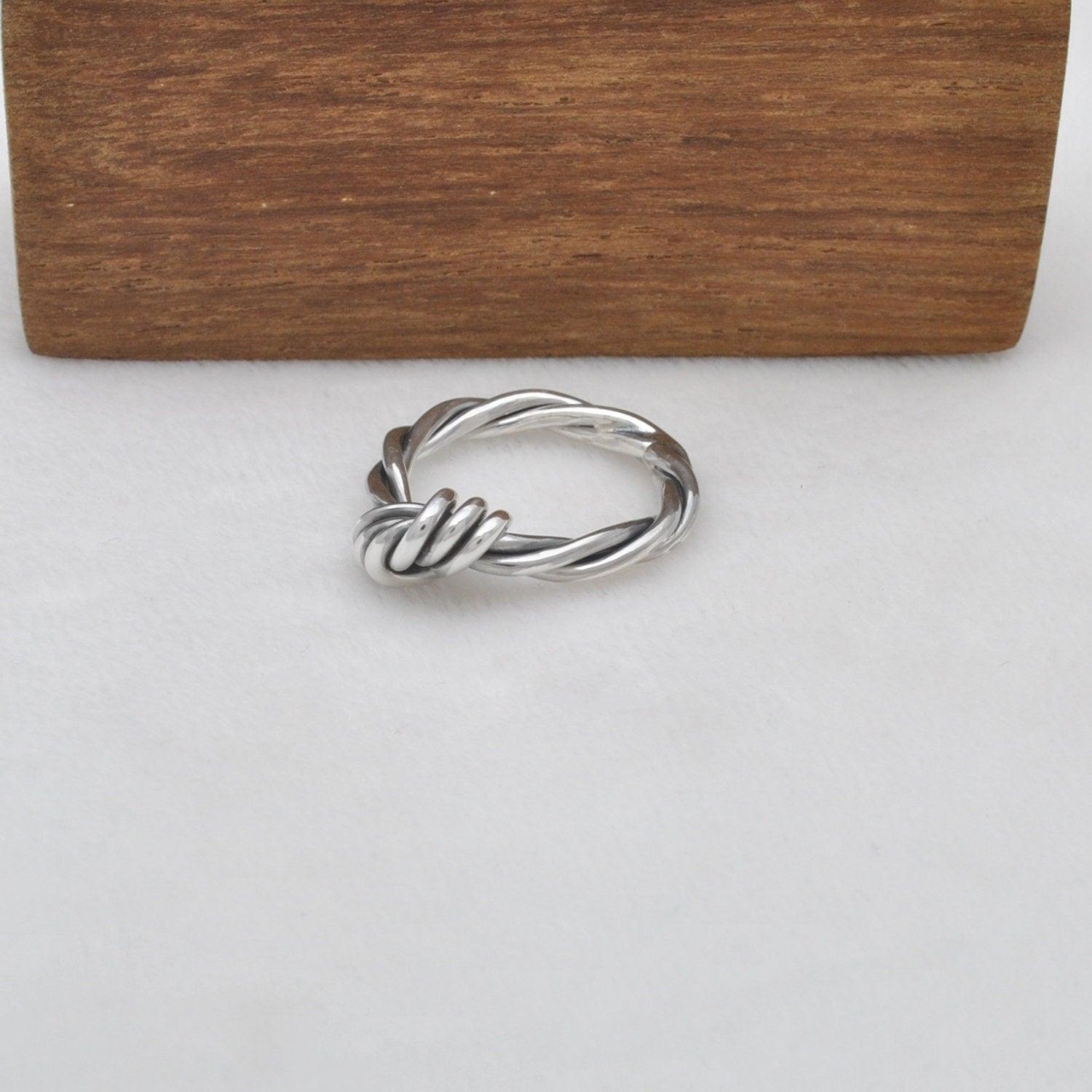 Sterling Silver Knot Ring Size 6.5 Twisted Rope Band Kanish