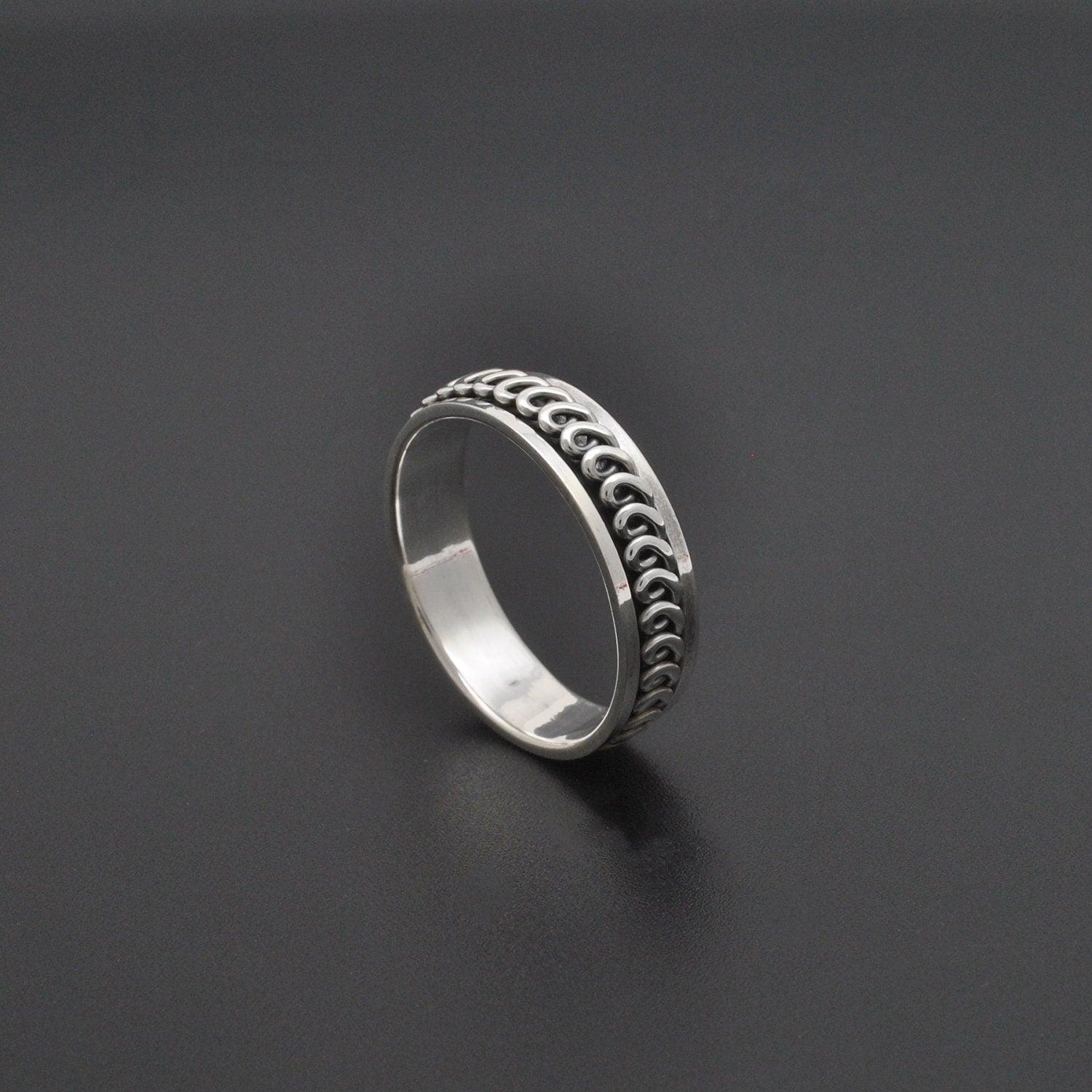 Fidget Spinner Sterling Silver Band Ring Size 13 Kanish