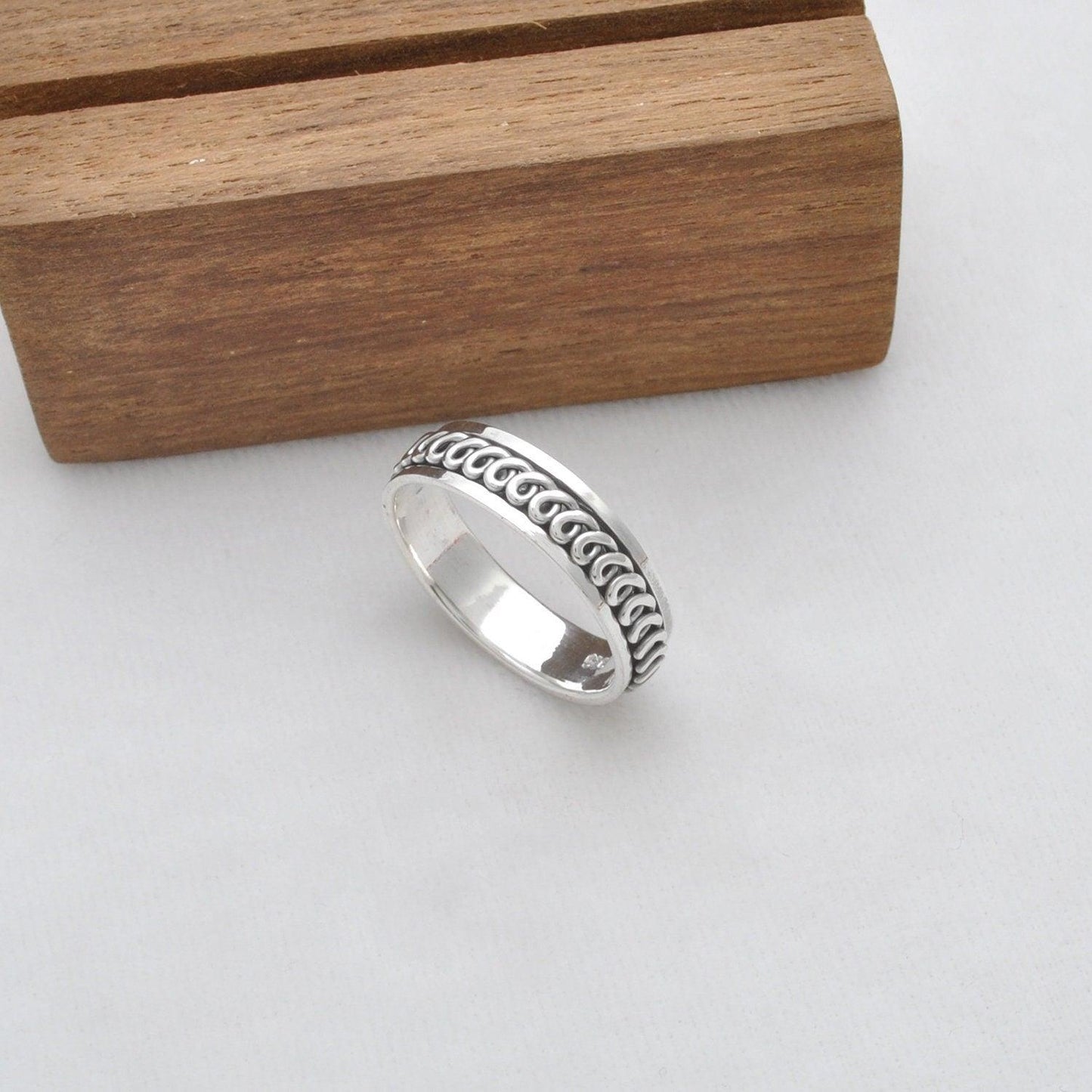 Fidget Spinner Sterling Silver Band Ring Size 13 Kanish
