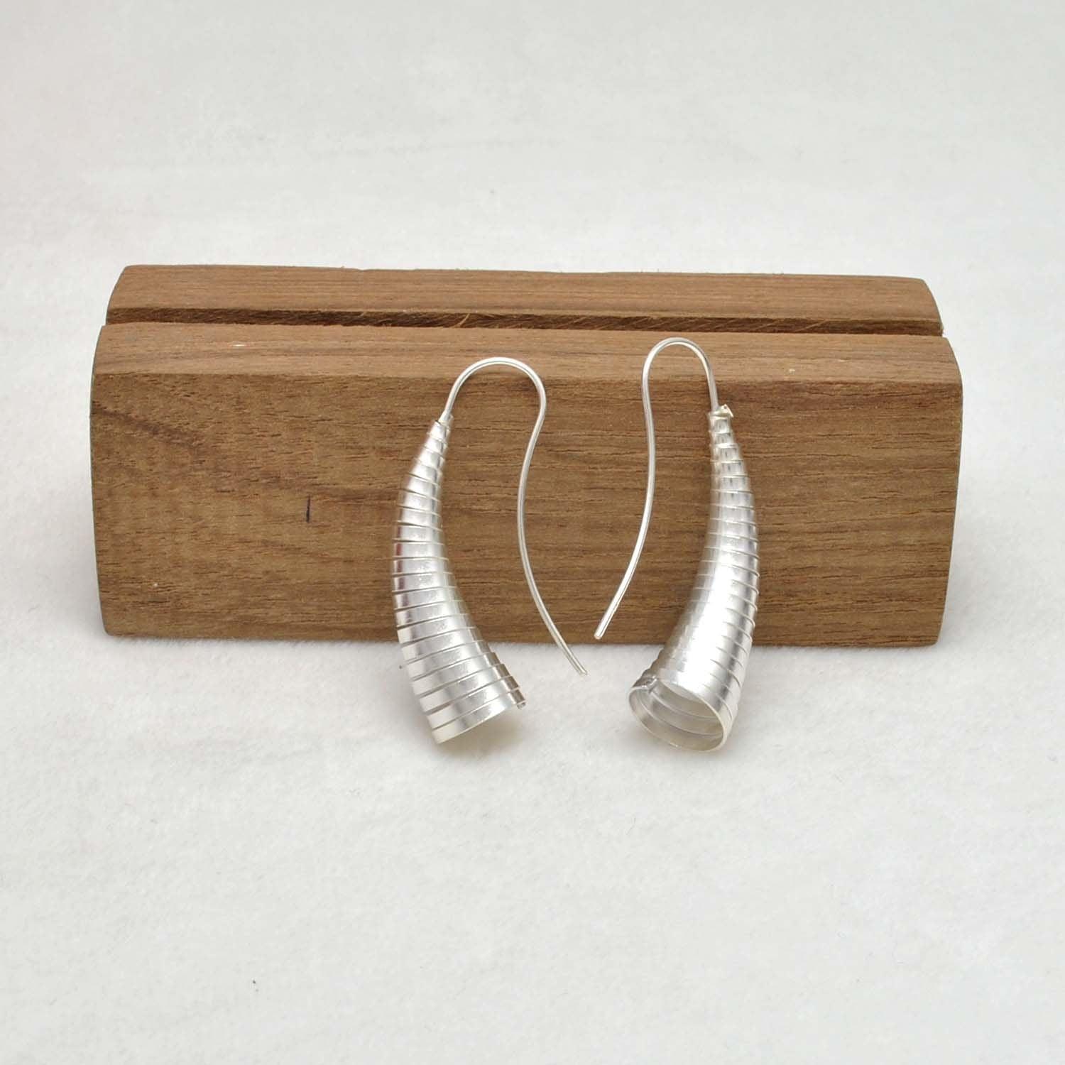 Sterling silver tribal cone earrings - Kanish