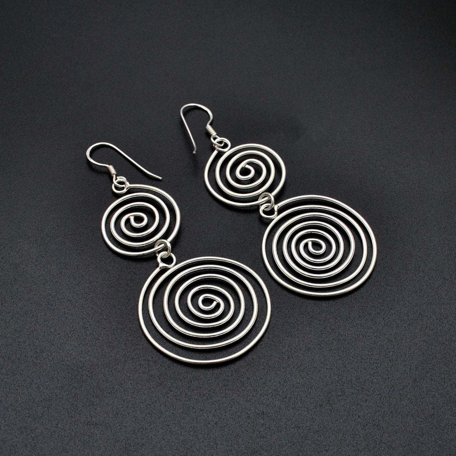 Handmade 925 Silver Spiral Dangle Earring - Kanish