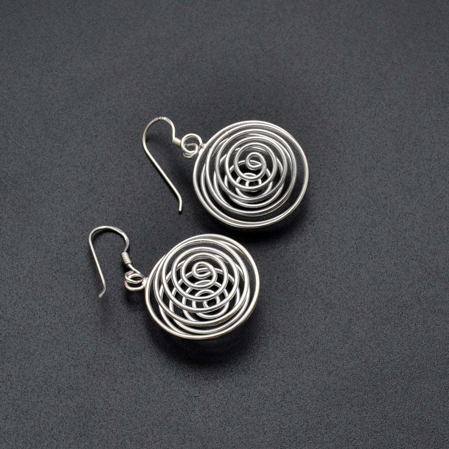 Spiral Dangle Swirl Silver Earring - Kanish