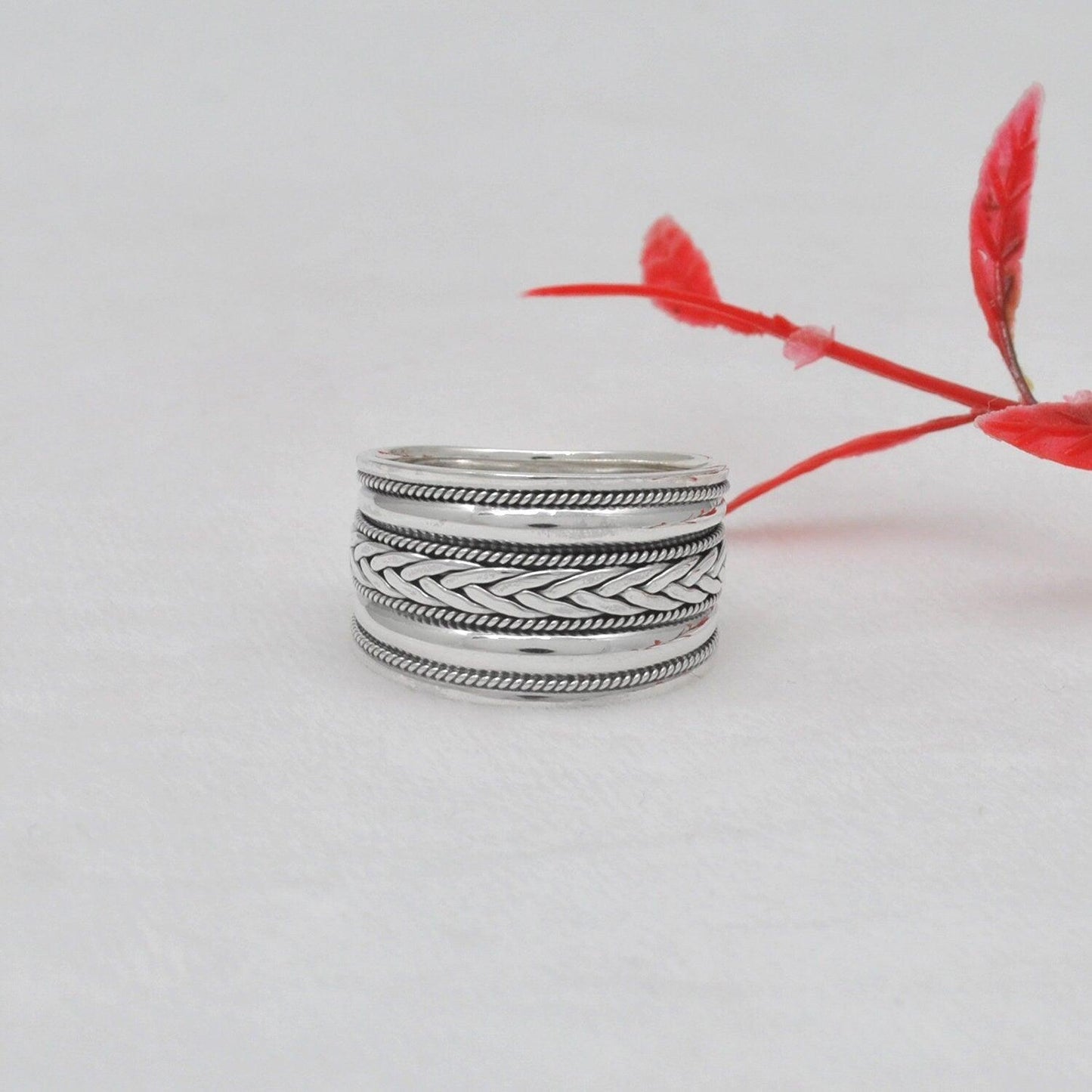 Wide Band Sterling Silver Thumb Ring Size 13 Kanish