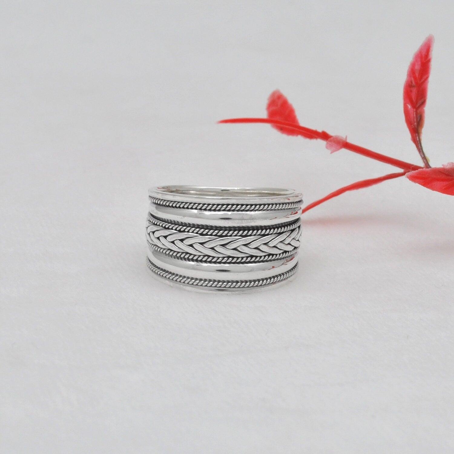 Wide Band Sterling Silver Thumb Ring Size 13 Kanish