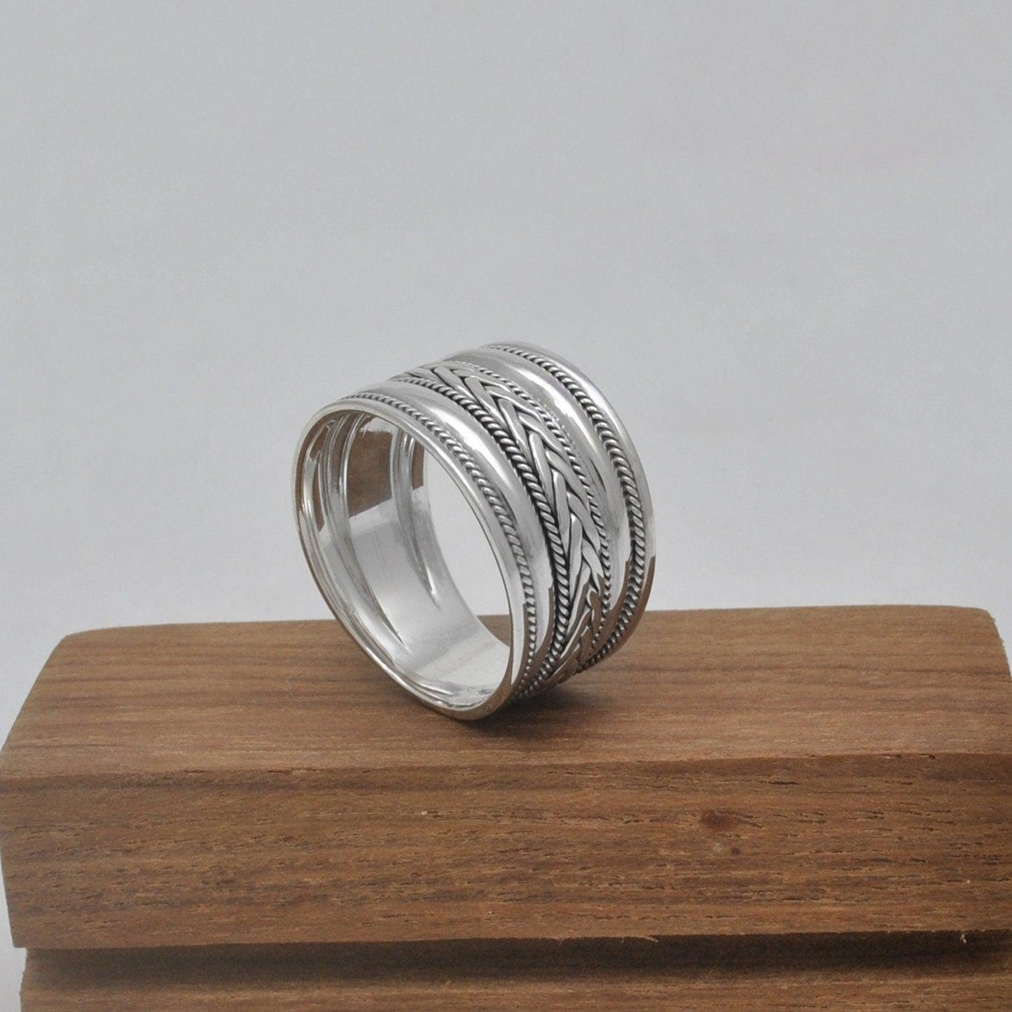 Wide Band Sterling Silver Thumb Ring Size 13 Kanish
