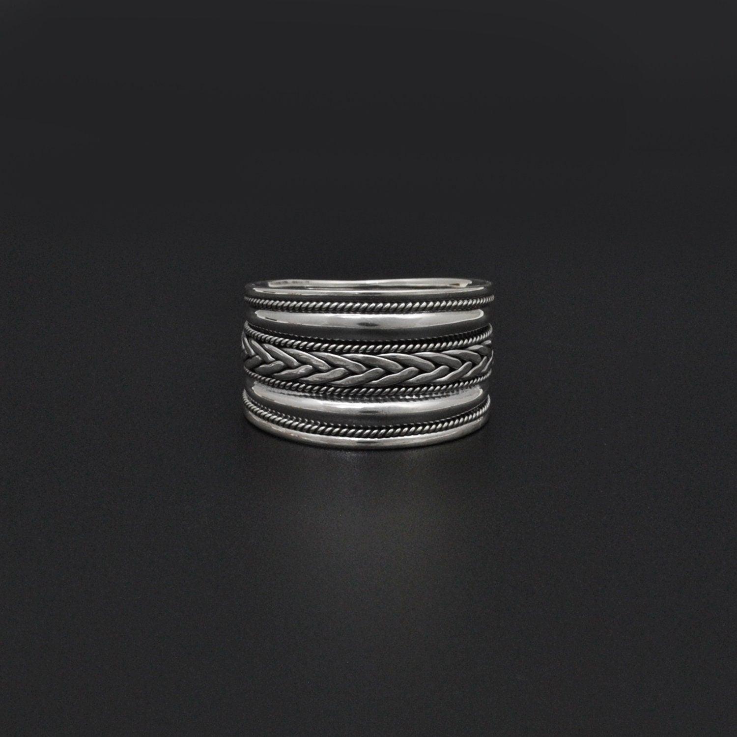 Wide Band Sterling Silver Thumb Ring Size 13 Kanish