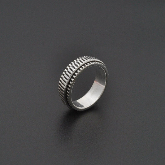 Tibetan Silver Spinner Ring Size 6 - Kanish