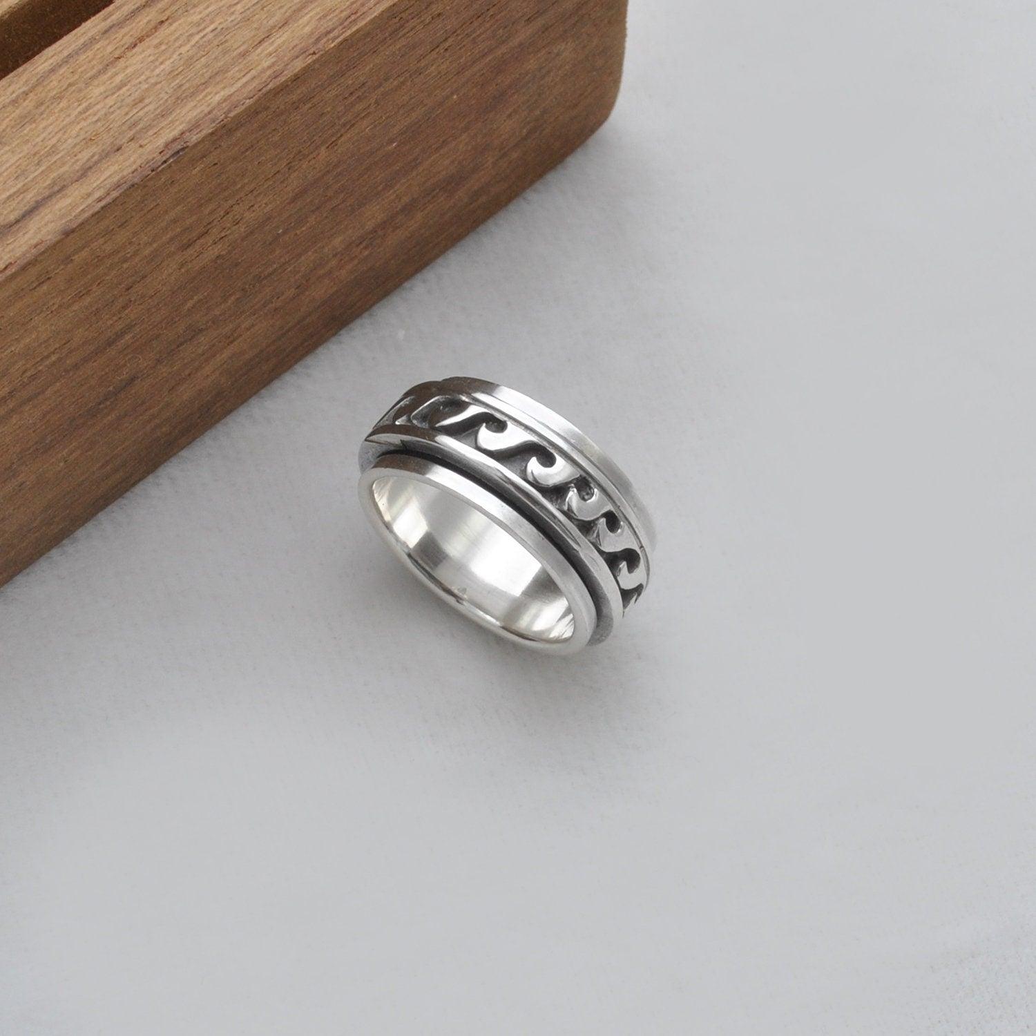 Style Waves Sterling Silver Spinner Ring 6 Kanish