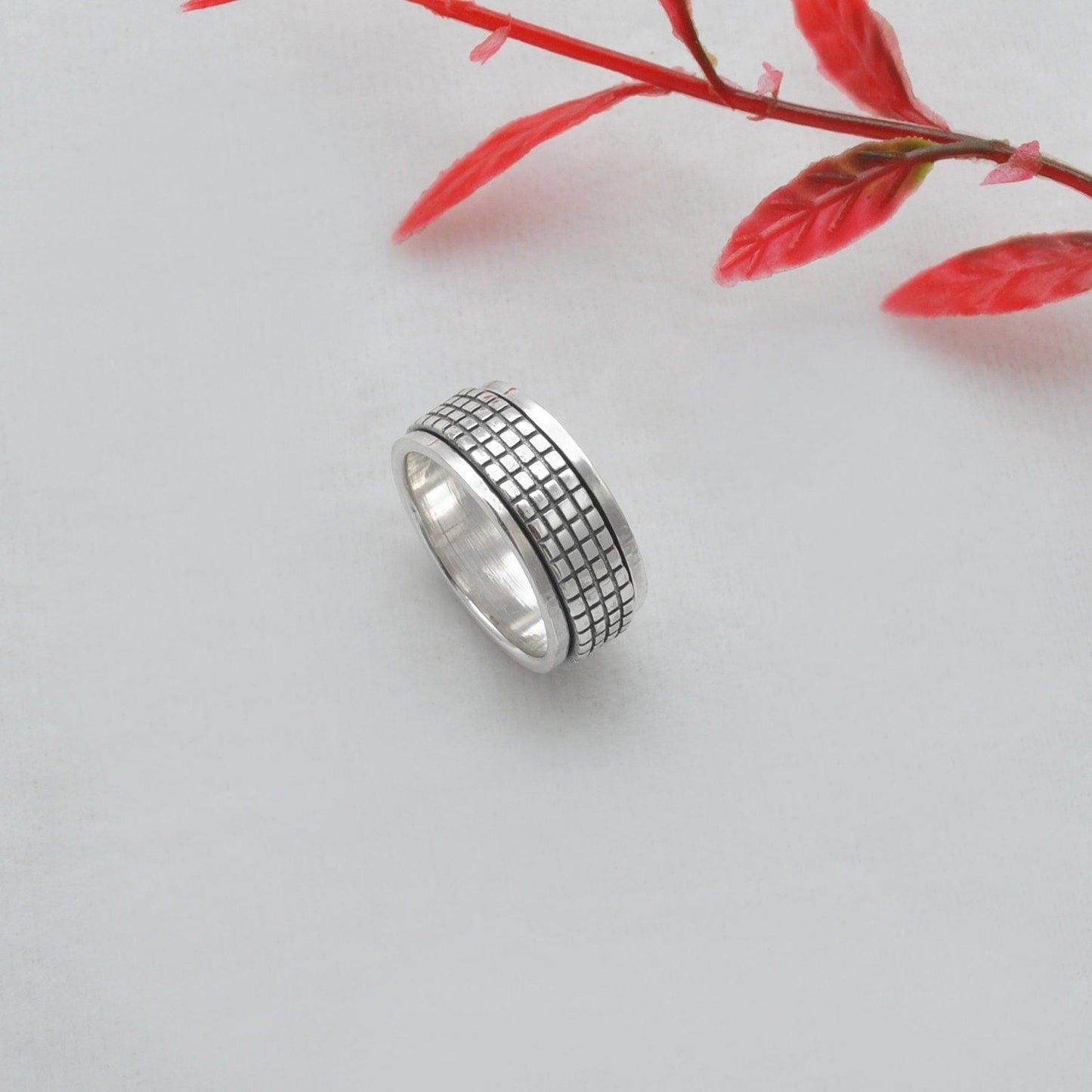 Fidget Silver Spinner Ring Size 7 Kanish