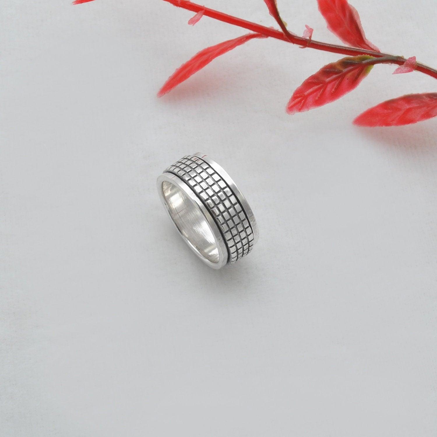Fidget Silver Spinner Ring Size 7 Kanish
