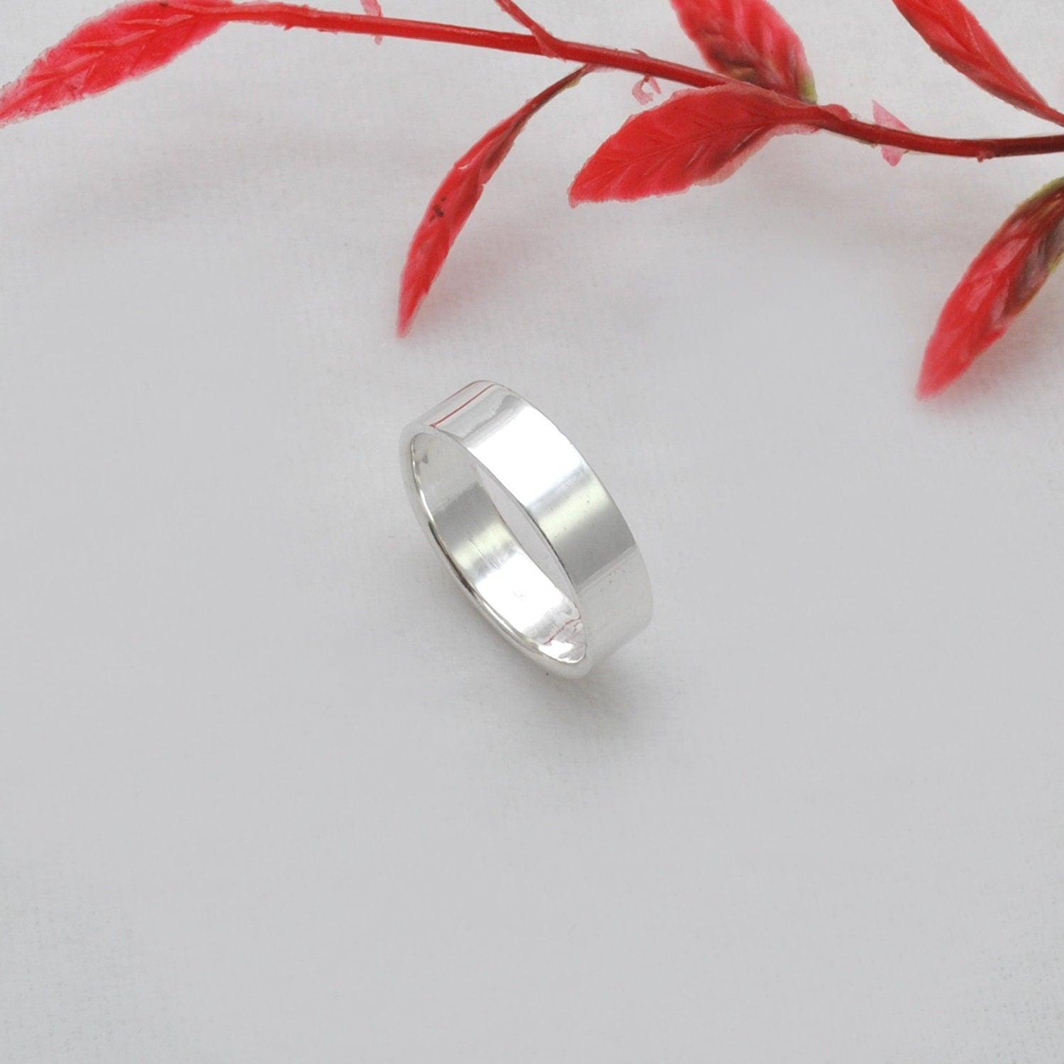 Sterling Silver Plain Wide Band Ring 8/9 Kanish