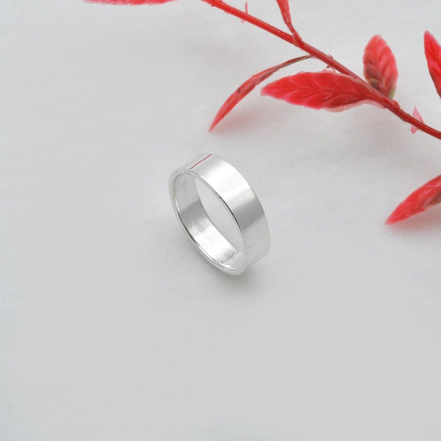 Sterling Silver Plain Wide Band Ring 8/9 - Kanish