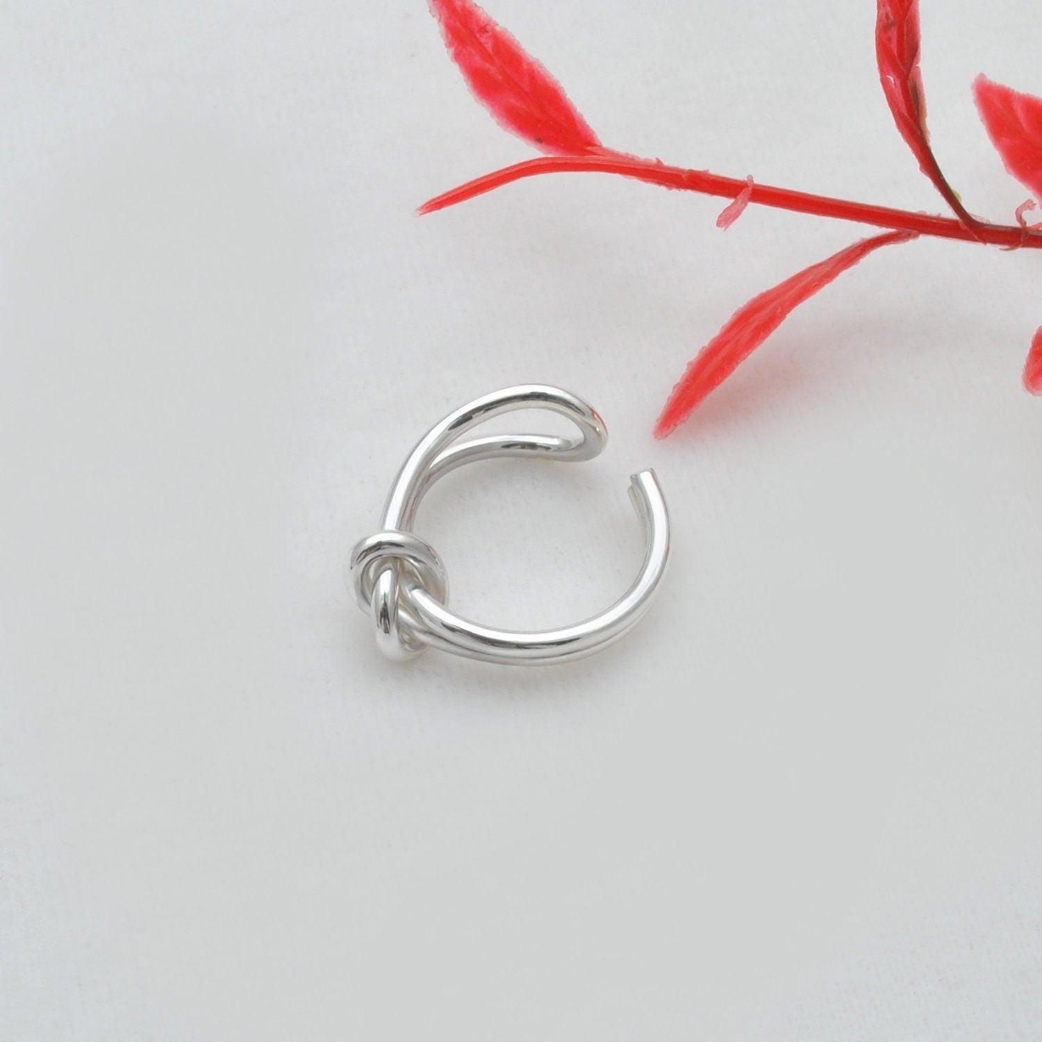 Adjustable Open Ring Silver Love Knot Ring Size 7 Kanish