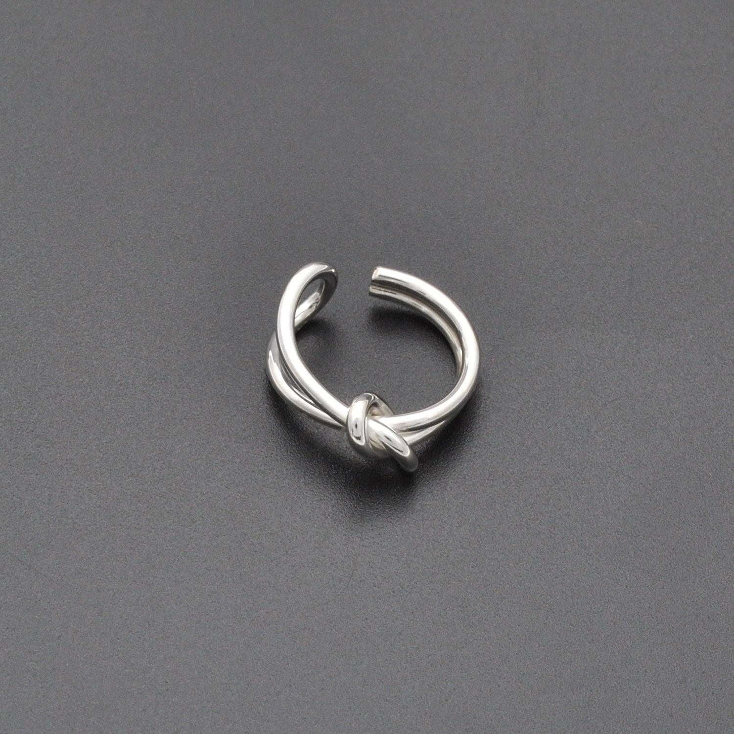 Adjustable Open Ring Silver Love Knot Ring Size 7 Kanish