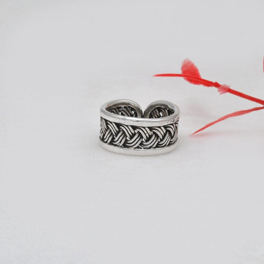 Oxidized Woven Men Women Size Ring 10 - Kanish