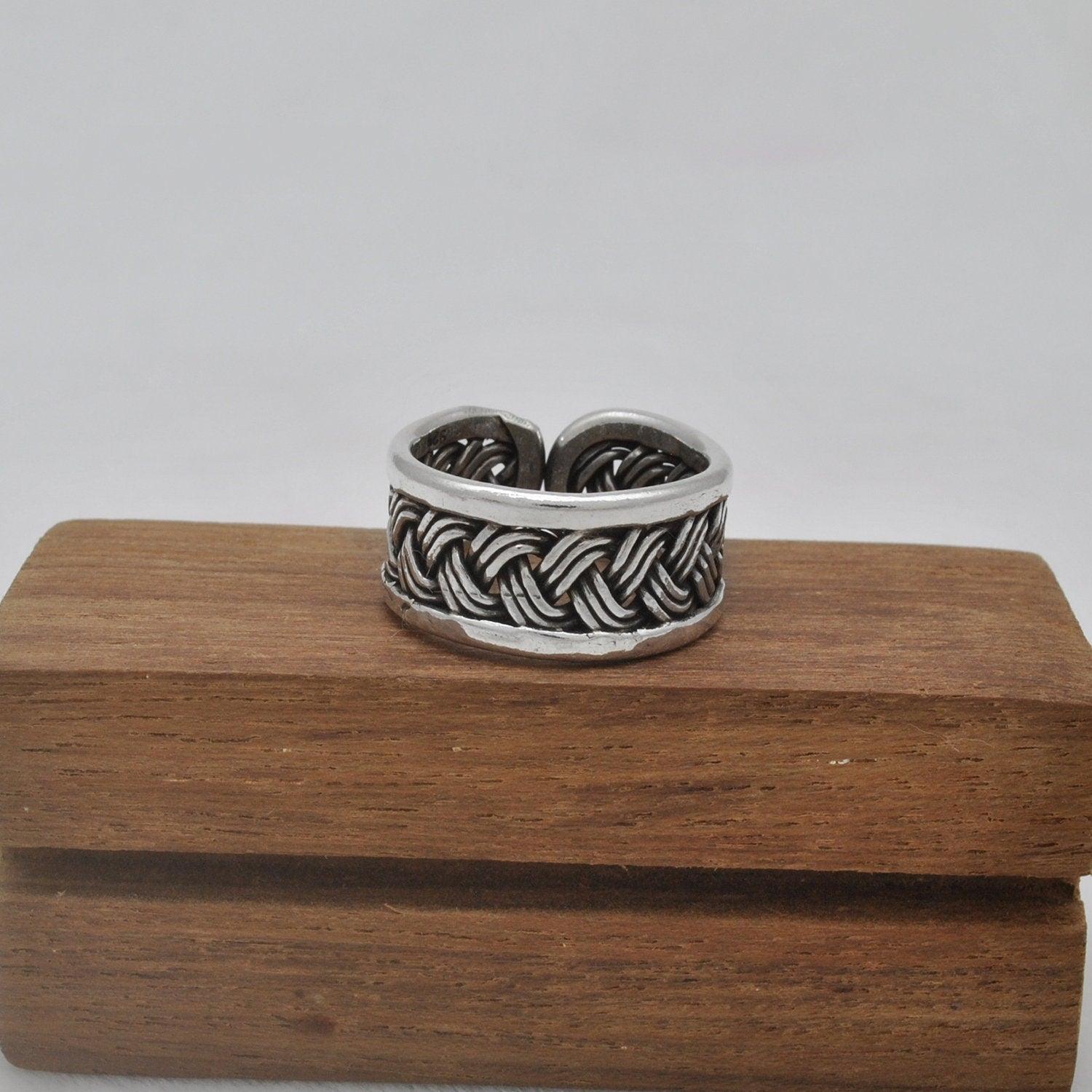 Oxidized Woven Men Women Size Ring 10 Kanish