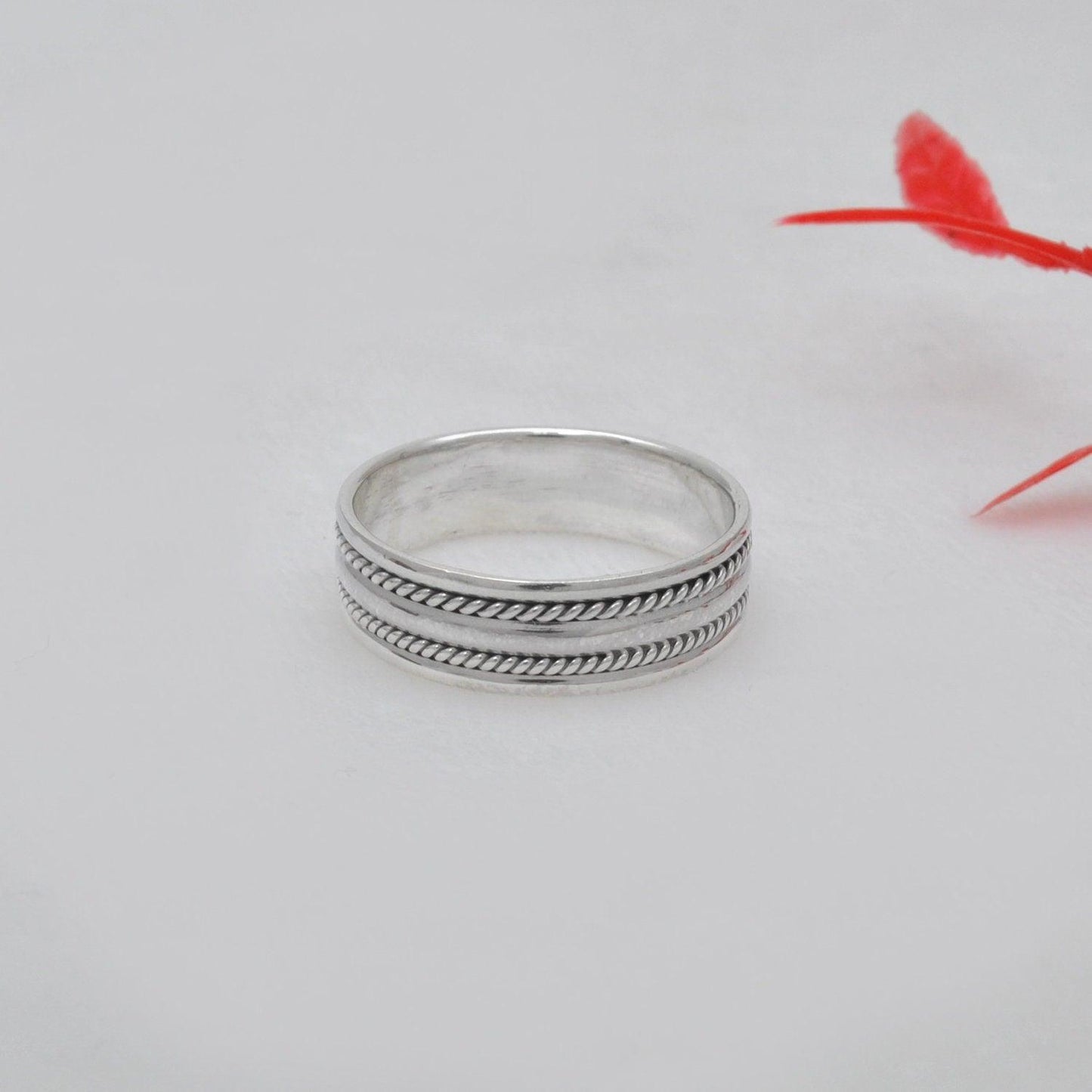 Exclusive Design 925 Silver Engagement Band Size 12.5 Kanish