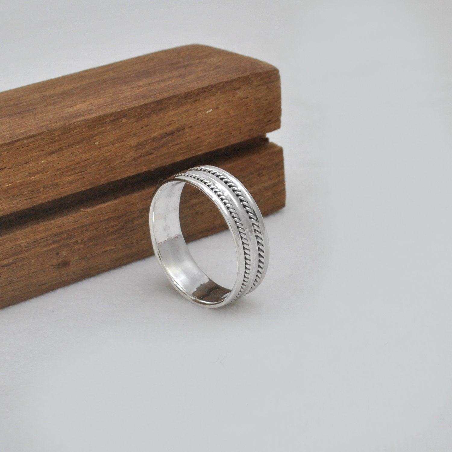 Exclusive Design 925 Silver Engagement Band Size 12.5 Kanish
