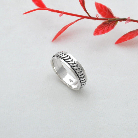 Braided Silver Band Ring Size 11 Christmas Gift - Kanish